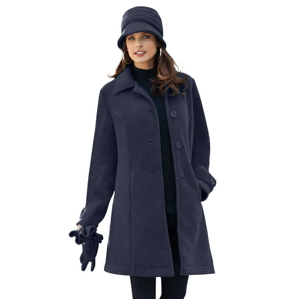 Roamans Womens Plus Size Plush Fleece Jacket Soft Coat